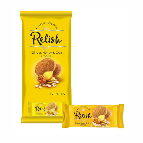 RELISH GINGER HONEY & OATS COOKIES 12 X 42GM