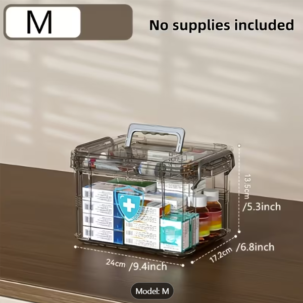TRANSPARENT MULTI-LAYER FIRST AID STORAGE BOX XL SIZE