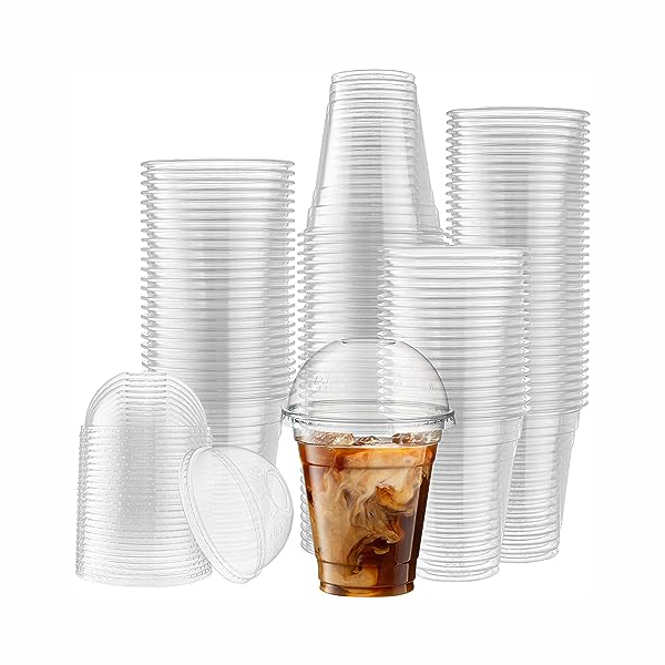 12OZ PLASTIC JUICE CUP WITH LID 50PCS