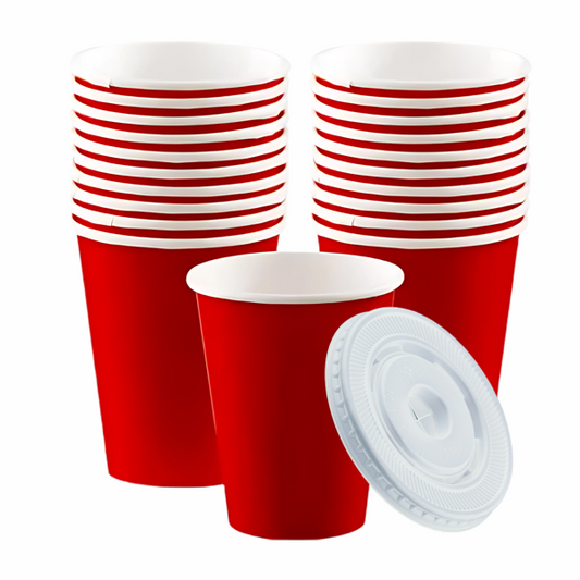 12OZ PAPER JUICE CUP 50PCS WITH LID