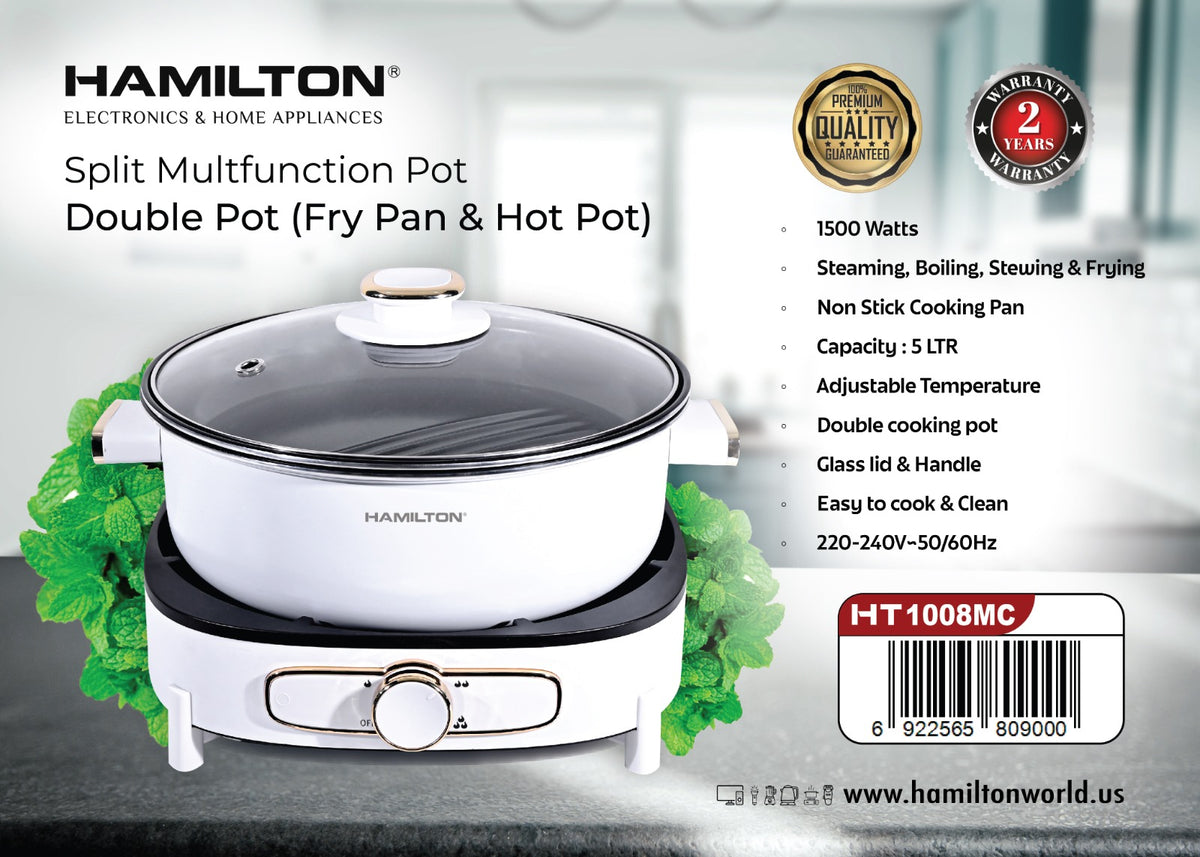 HAMILTON SPLIT MULTIFUNCTION DOUBLE POT (FRY PAN & HOT POT) HT1008MC