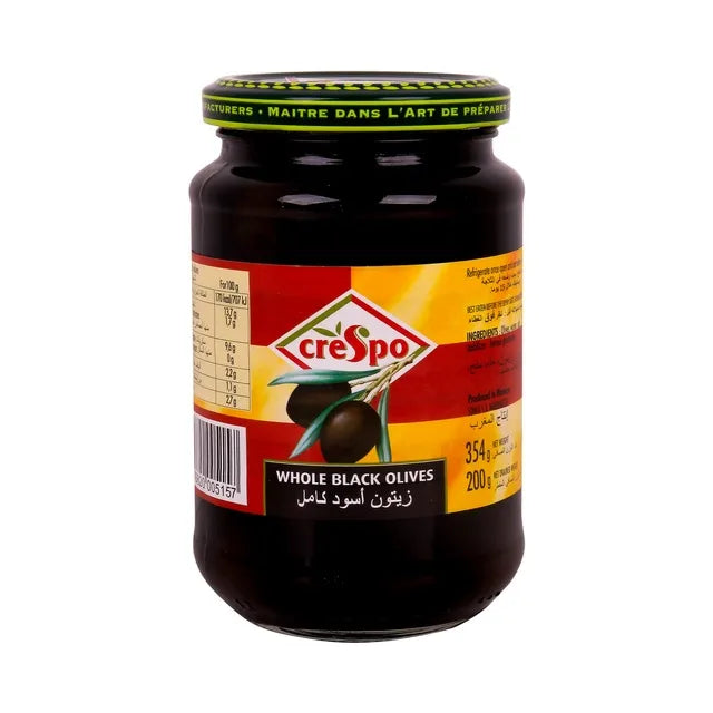CRESPO BLACK OLIVE WHOLE IN BRINE 354G