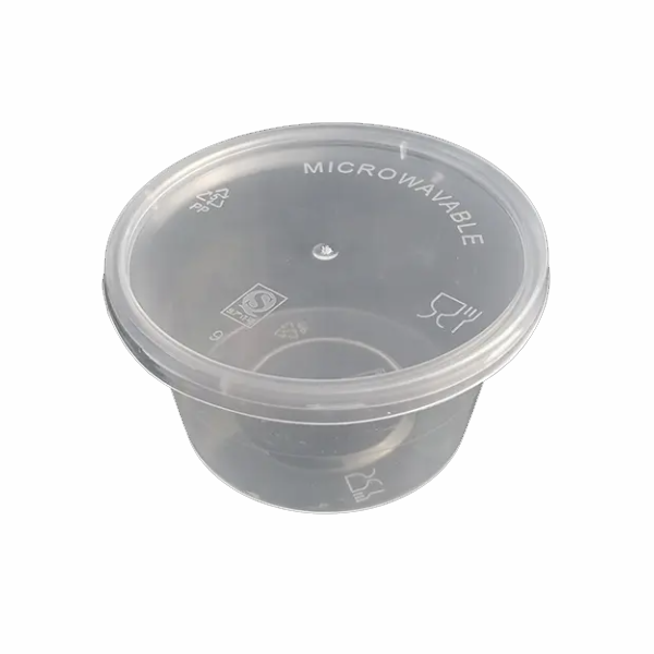 ROUND PLASTIC TRANSPARENT CONTAINER WITH LID PP