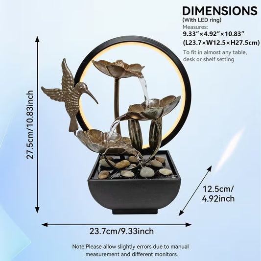 TABLETOP WATER FOUNTAIN WITH LED RING