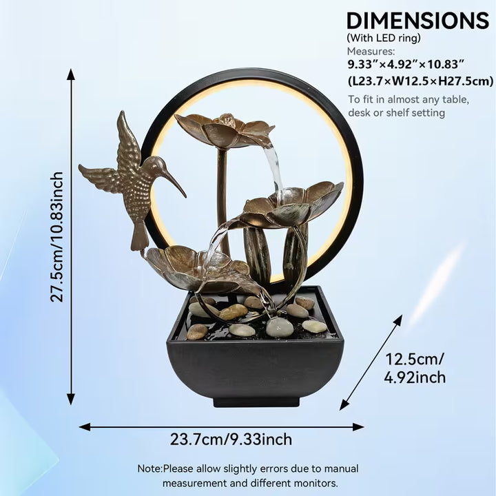 TABLETOP WATER FOUNTAIN WITH LED RING