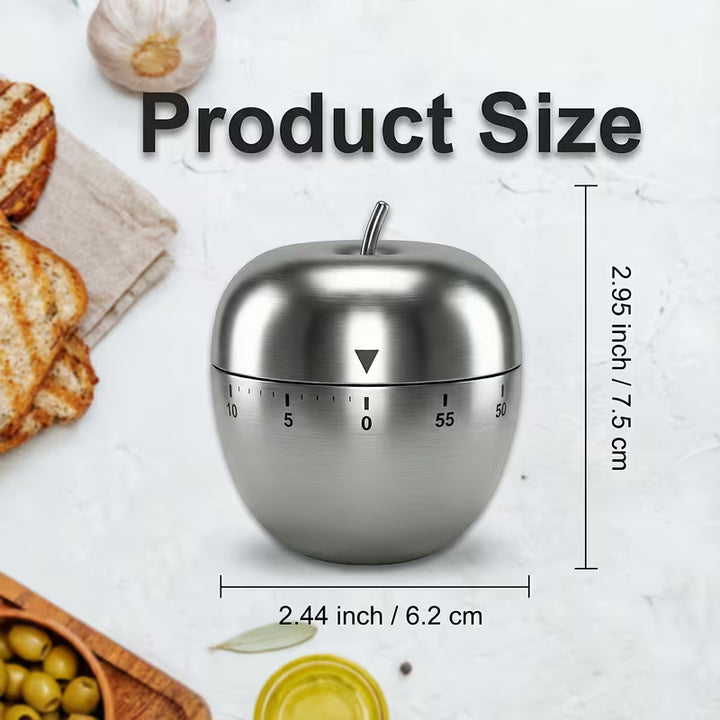 STAINLESS APPLE-SHAPED MECHANICAL TIMER