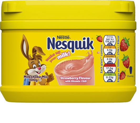 NESTLE NESQUIK STRAWBERRY FLAVOURED MILKSHAKE POWDER 300GM