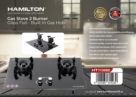 HAMILTON GAS STOVE 2 BURNER GLASS FSD