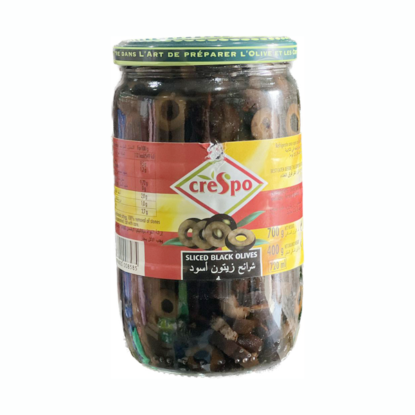 CRESPO SLICED BLACK OLIVES 700GM