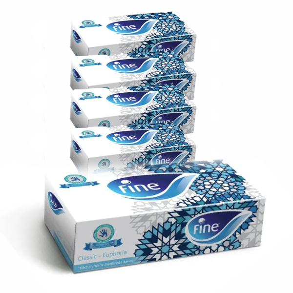 FINE FACIAL TISSUE CLASSIC WHITE STERILIZED 2PLY 5 X 200 SHEETS