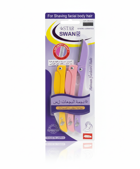 STAR SWANS WOMEN'S FACIAL HAIR RAZOR BLADES FOLDABLE - 3 PC PACK