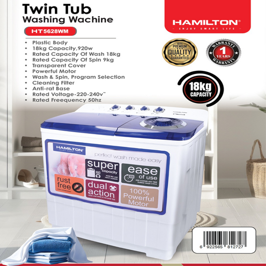 HAMILTON TWIN TUB WASHING MACHINE 18KG