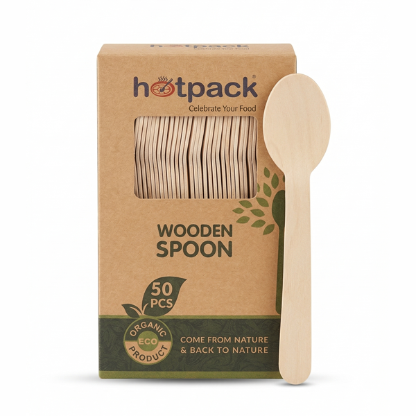 HOTPACK WOODEN SPOON 50 PCS
