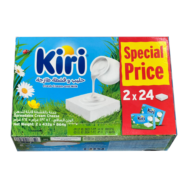 KIRI SPREADABLE CREAM CHEESE 2 x 432GM=864GM