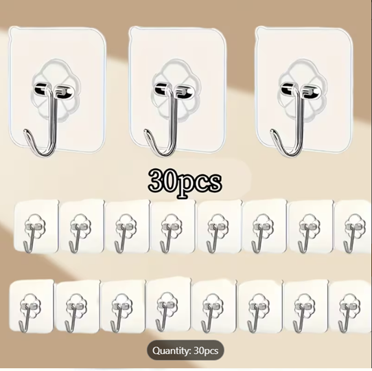 MULTI FUNCTION STAINLESS STEEL SELF ADHESIVE HOOKS 30PCS