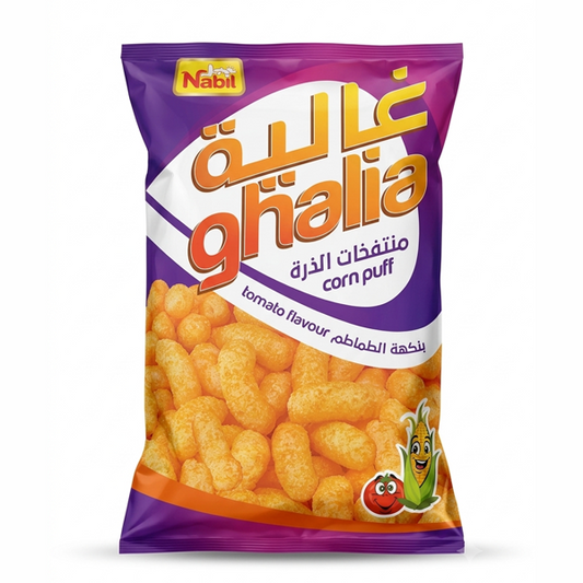 NABIL GHALIA TOMATO FLAVOUR CORN PUFF 25x16GM