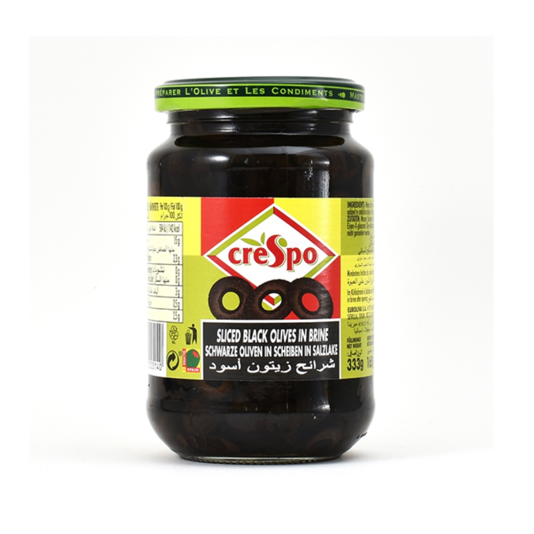 CRESPO SLICED BLACK OLIVES IN BRINE 333G