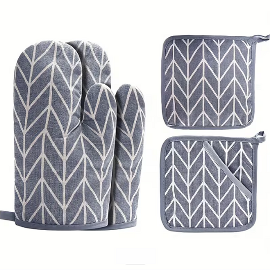 OVEN MITT AND POT HOLDER 4PCS SET
