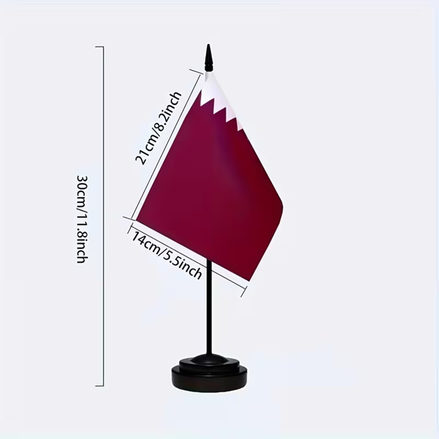 QATAR DESK FLAG 12 INCH POLE AND BASE 2PCS