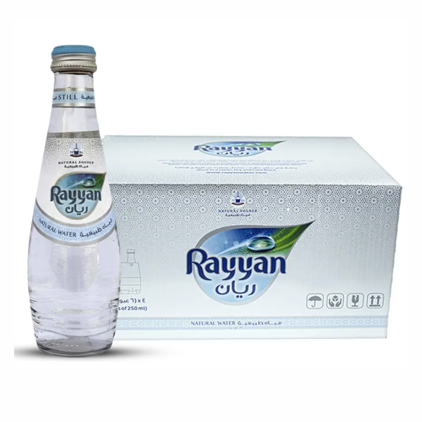 RAYYAN NATURAL WATER GLASS BOTTLE 250ML x 24 – LAFFAN STORE