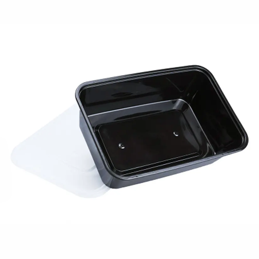 RECTANGULAR BLACK CONTAINER WITH LID