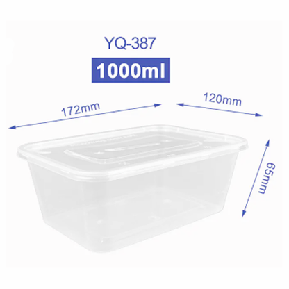 RECTANGULAR PLASTIC TRANSPARENT CONTAINER WITH LID PP