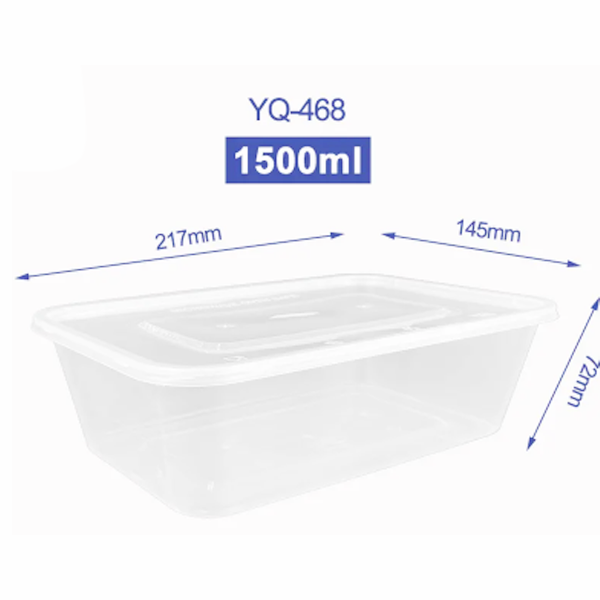 RECTANGULAR PLASTIC TRANSPARENT CONTAINER WITH LID PP