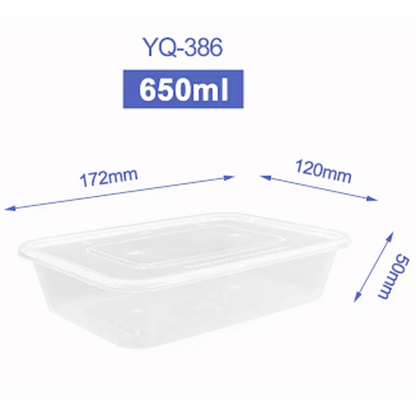 RECTANGULAR PLASTIC TRANSPARENT CONTAINER WITH LID PP