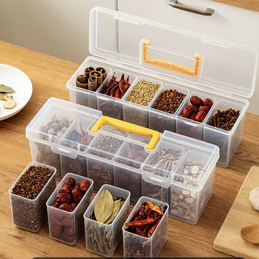 SPICE STORAGE BOX WITH LAYERED SHELVES