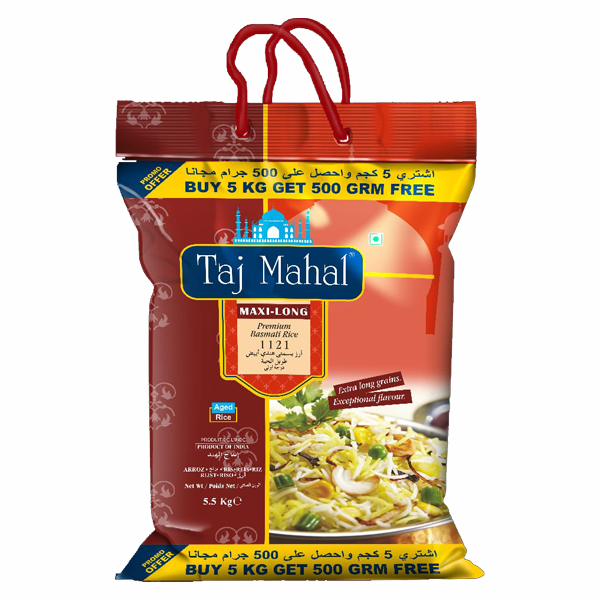 TAJ MAHAL MAXI LONG INDIAN BASMATI RICE 1121 PROMOTION-5.5KG