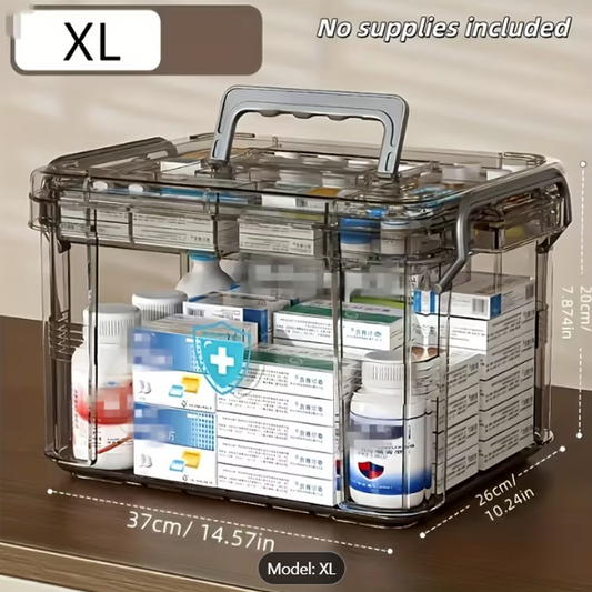 TRANSPARENT MULTI-LAYER FIRST AID STORAGE BOX XL SIZE