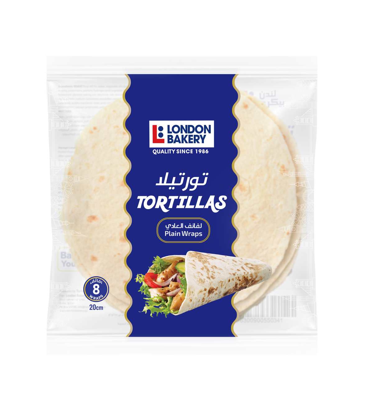 LONDON BAKERY TORTILLAS PLAIN WRAPS 20CM 320G