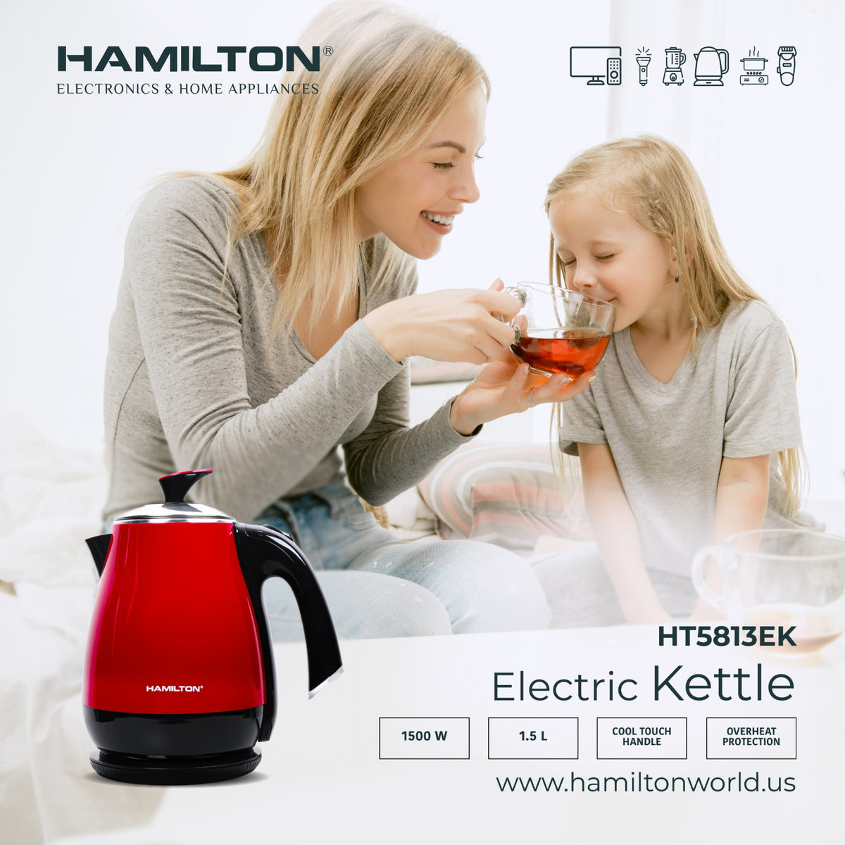 HAMILTON ELECTRIC KETTLE 1.5L