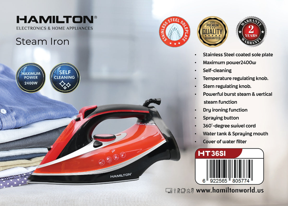HAMILTON STEAM IRON /2400WSTAINLESS STEEL SOLE PLATE