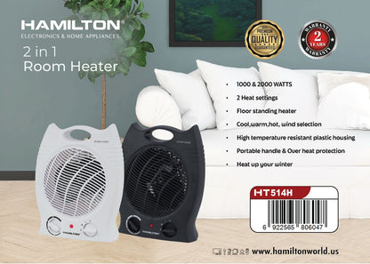 HAMILTON ROOM HEATER 2 IN 11000 & 2000W HT514H