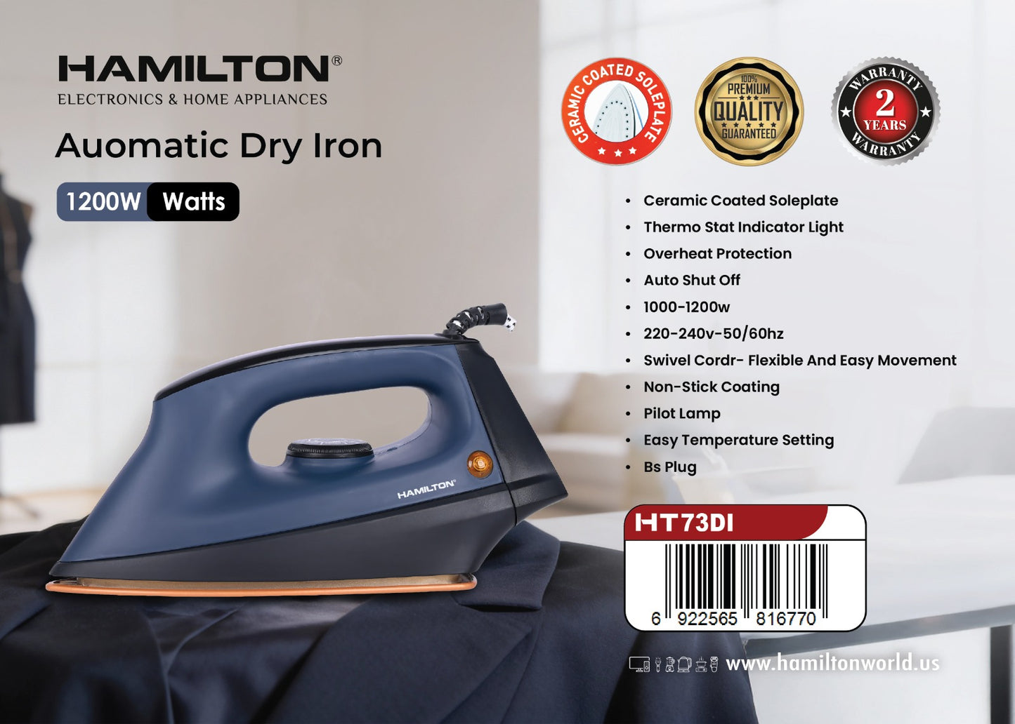 HAMILTON AUTOMATIC DRY IRON 1200W