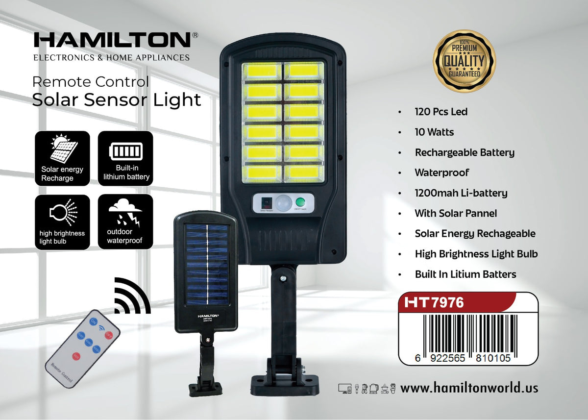 HAMILTON REMOTE CONTROL SOLAR SENSOR LIGHT 10 WATTS
