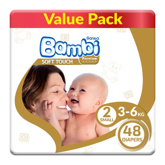 SANITA BAMBI BABY DIAPER REGULAR PACK SIZE 2 NEWBORN 3-6 KG 48 PCS