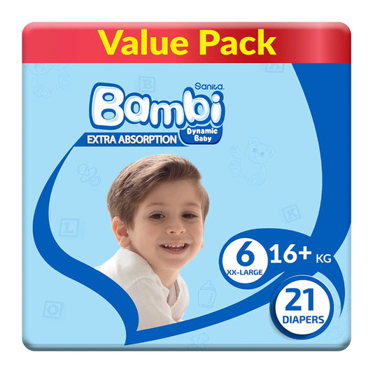 SANITA BAMBI BABY DIAPER VALUE PACK SIZE 6 XX-LARGE 16+ KG 21 PCS