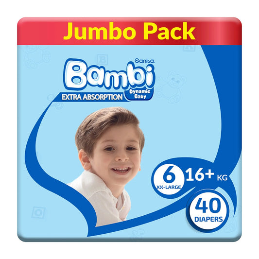 SANITA BAMBI BABY DIAPER JUMBO PACK SIZE 6 XX-LARGE 16+ KG 40PCS