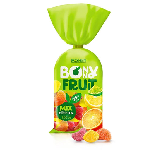 ROSHEN BONNY FRUIT MIX CITRUS WITH FRUIT FLAVOURED JELLY SWEETS 200GM