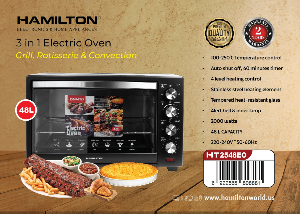 HAMILTON 3 IN 1 ELECTRIC OVEN 48L 2000W HT2548EO