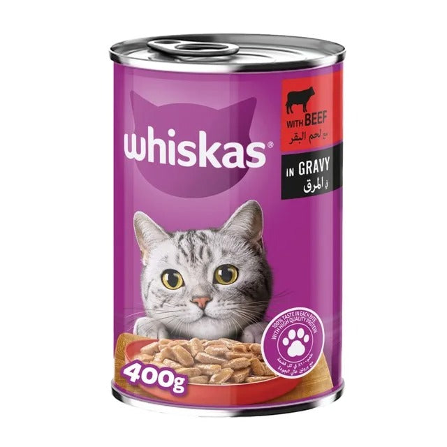 WHISKAS WITH BEEF IN GRAVY 400G