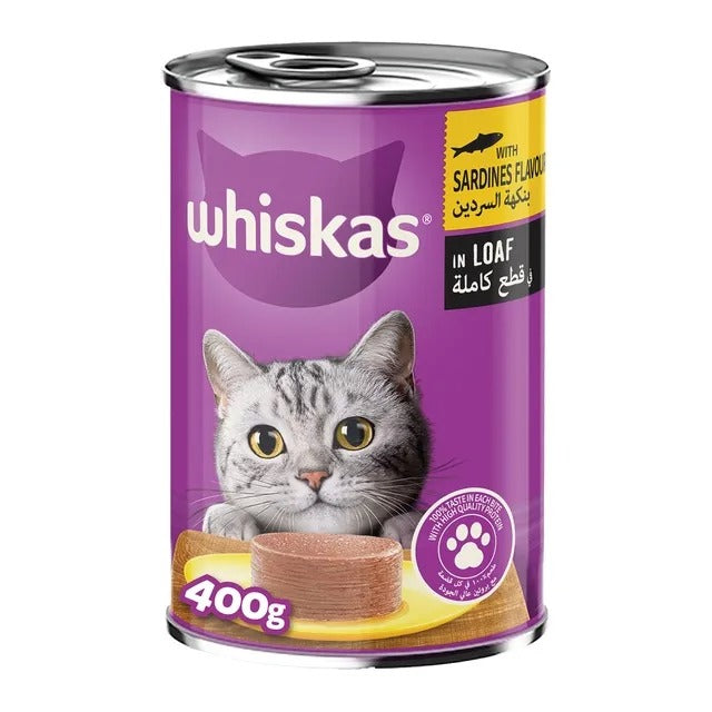 WHISKAS WITH SARDINES IN LOAF 400G