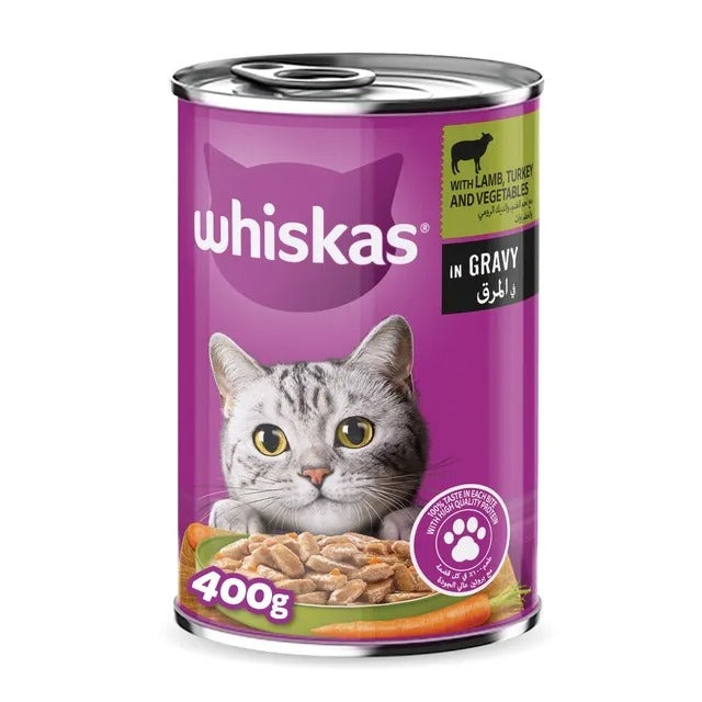 WHISKAS WITH LAMB TURKEY AND VEGETABLES IN GRAVY 400G