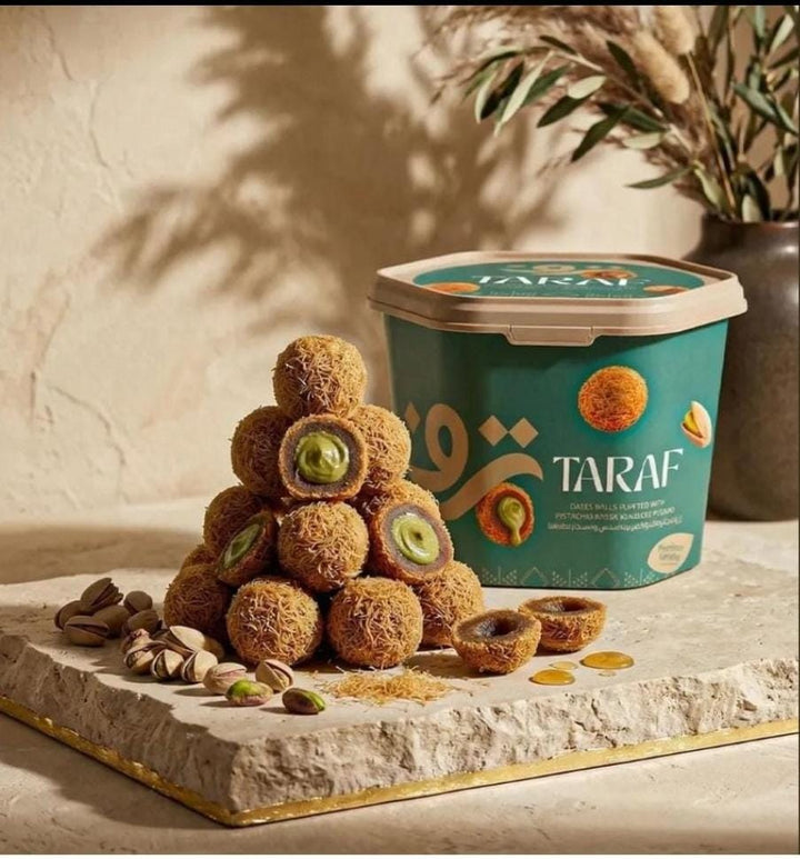 TARAF DATE BALLS WITH PISTACHIOS COVERED IN KUNAFA 400G