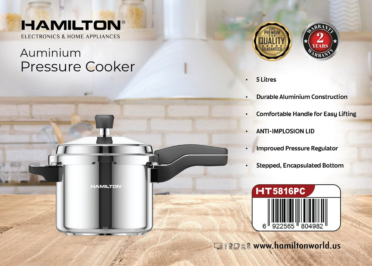 HAMILTON STAINLESS STEEL PRESSURE COOKER 5LTR– HT5816