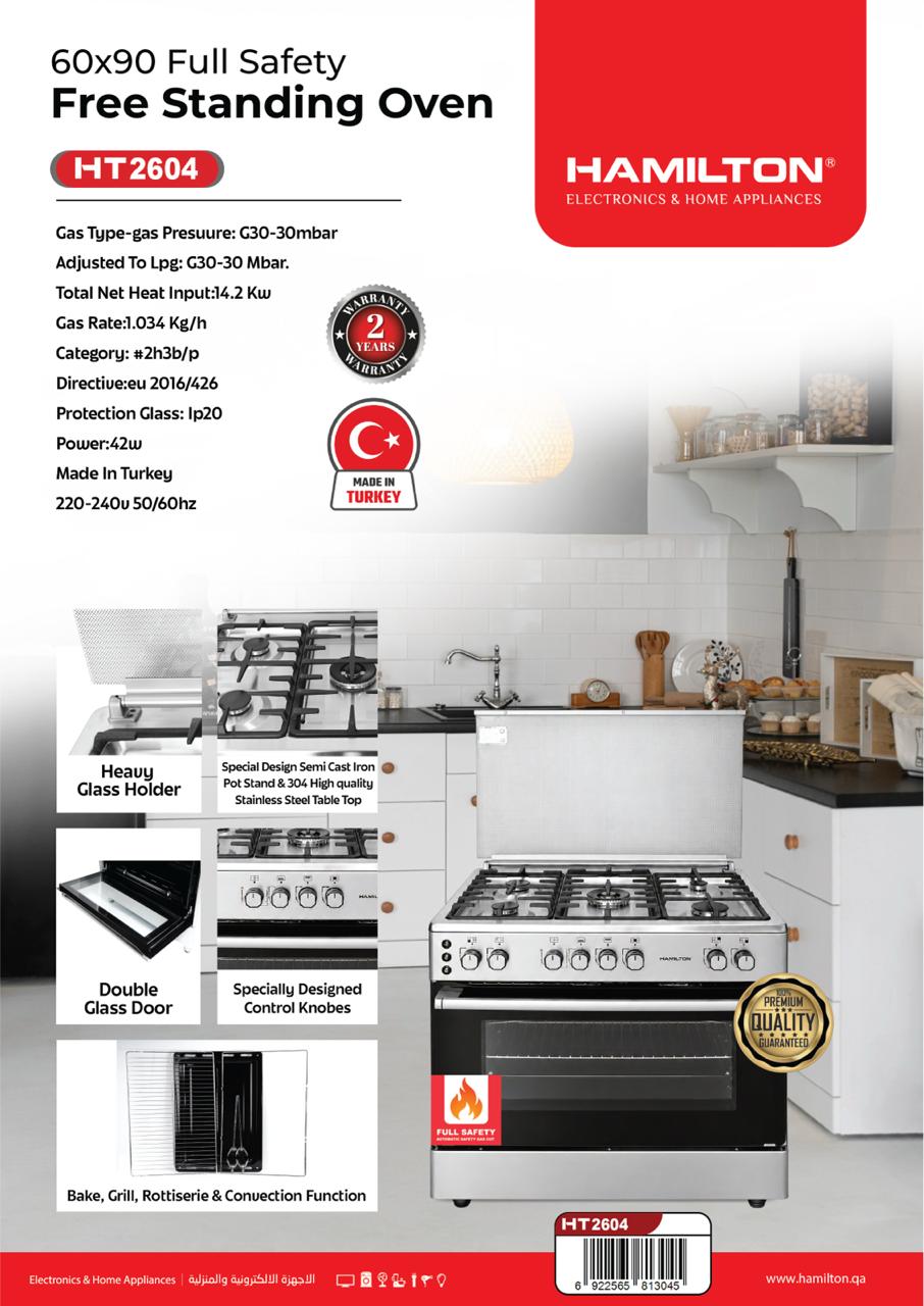 HAMILTON 60×90 FREE STANDING OVEN FULL SAFETY 21W