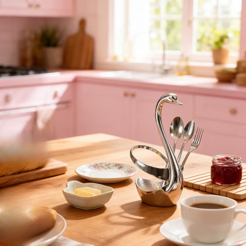 SWAN-SHAPED UTENSIL HOLDER